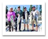 August 25, 2022 : 18, 16, 16, 15, 15, 14 lbs Chinook Salmon - Wayne, Matt, Lynn, & Andrew from Victoria BC