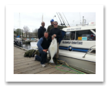 April 6, 2014: 34 lbs. Halibut - Albert Head  - Jon, Omar, David, and Dion from Victoria BC