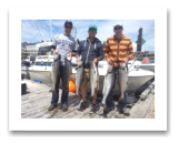 June 26, 2014 : 21, 16, 15, 14, 14, 12 lbs. Chinook Salmon - Sheringham  Point -  Rob, Reed, & Roger from Victoria BC and Greece
