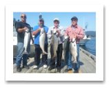 August 20, 2014 : 21, 20, 19, 18, 14 lbs. Chinook Salmon - Otter Point - Day 3 of 3 -  Big Al, Don, Dave, & Walter from Calgary Alberta