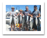 July 1, 2015 : 18, 15, 15, 13, 10 lbs. Chinook Salmon & Pink Salmon - Sheringham PT - Kendra, James, Carol, & Frank from Calgary Alberta