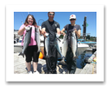 July 4, 2015 : 14, 12, 12, 10 lbs. Chinook Salmon & Pink Salmon - Sheringham PT - Rob, Jen, & Lori from Nanaimo BC